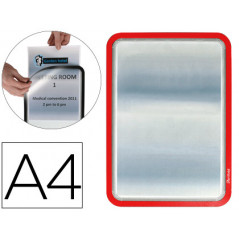 Marco porta anuncios tarifold magneto din a4 dorso adhesivo removible color rojo pack de 2 unidades