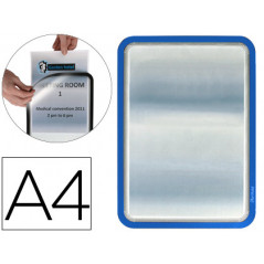 Marco porta anuncios tarifold magneto din a4 dorso adhesivo removible color azul pack de 2 unidades