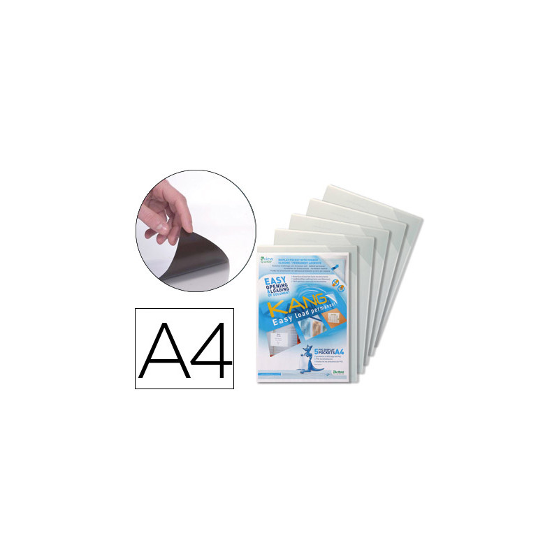 Funda de presentacion djois adhesiva permanente rigida y anti reflejo din a4 pack 5 unidades