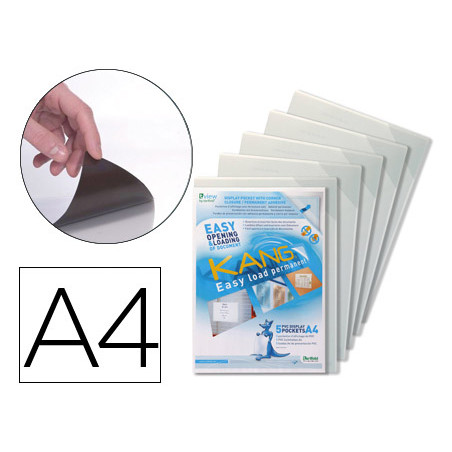 Funda de presentacion djois adhesiva permanente rigida y anti reflejo din a4 pack 5 unidades