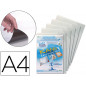 Funda de presentacion djois adhesiva permanente rigida y anti reflejo din a4 pack 5 unidades