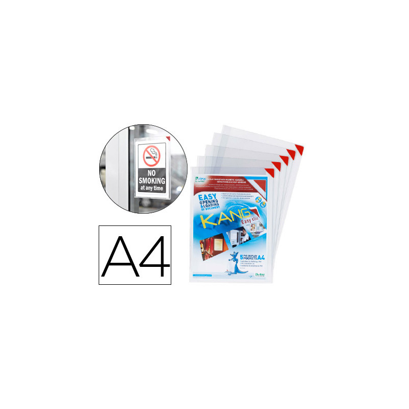 Funda de presentacion djois adhesiva removible din a4 con esquina magnetica capacidad para 10 hojas pack 5 unidades