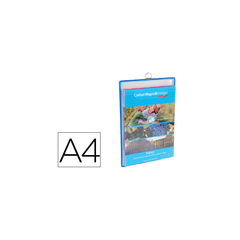 Funda para colgar djois din a4 anilla metalica formato vertical pack de 5 5 unidades color azul