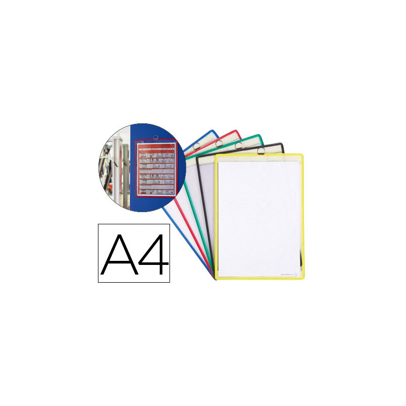 Funda para colgar djois din a4 anilla metalica ideal para pizarras de corcho pack de 5 unidades colores surtidos