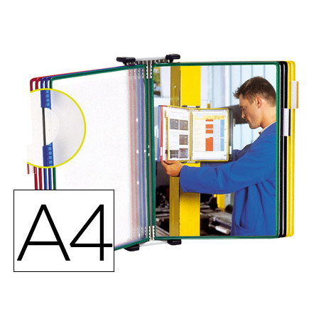 Portacatalogo de pared metalico tarifold con 10 fundas din-a4 colores surtidos