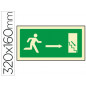 Pictograma syssa señal de salida emergencia derecha bajando en pvc fotoluminiscente 320x160 mm