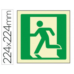 Pictograma syssa señal de salida de emergencia izquierda en pvc fotoluminiscente 224x224 mm