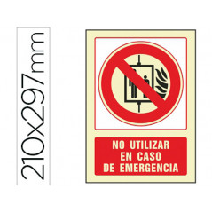 Pictograma syssa señal de no utilizar en caso de incendio en pvc fotoluminiscente 210x297 mm