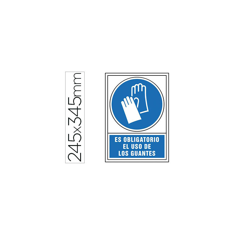 Pictograma syssa señal de obligacion es obligatorio el uso de los guantes en pvc 245x345 mm