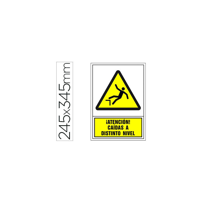 Pictograma syssa señal de advertencia atencion! caidas a distinto nivel en pvc 245x345 mm