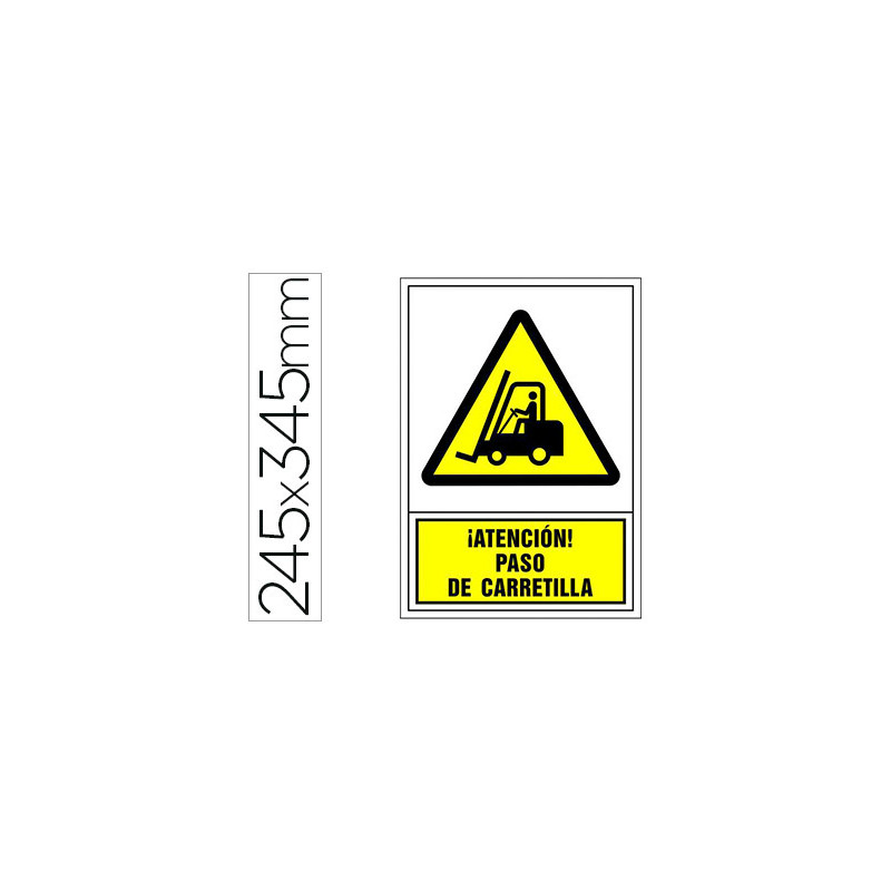 Pictograma syssa señal de advertencia atencion! paso de carretilla en pvc 245x345 mm
