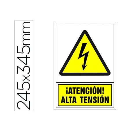 Pictograma syssa señal de advertencia atencion! alta tension en pvc 245x345 mm