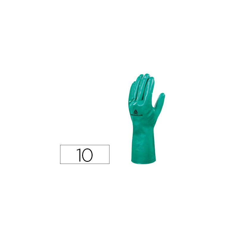 Guantes deltaplus tratado en nitrilo flocado de algodon especial para trabajos con liquidos quimicos talla 10