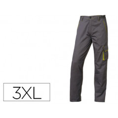 Pantalon de trabajo deltaplus cintura ajustable 5 bolsillos color gris verde talla 3xl