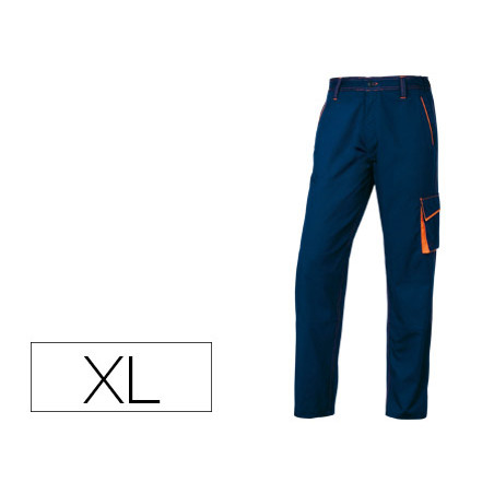 Pantalon de trabajo deltaplus cintura ajustable 5 bolsillos color azul naranja talla xl naranja talla xl