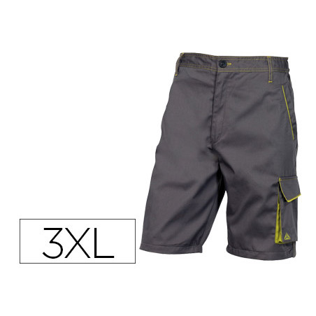 Pantalon de trabajo deltaplus bermuda cintura ajustable 5 bolsillo color gris verde talla xxl