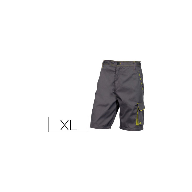 Pantalon de trabajo deltaplus bermuda cintura ajustable 5 bolsillos color gris talla xl