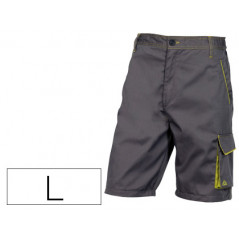 Pantalon de trabajo deltaplus bermuda cintura ajustable 5 bolsillos color gris verde talla l