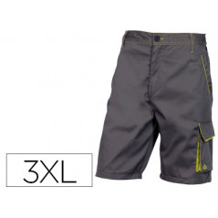 Pantalon de trabajo deltaplus bermuda cintura ajustable 5 bolsillos color gris verde talla 3xl