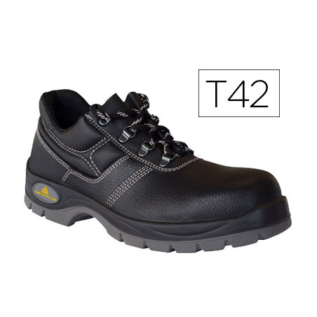 Zapatos de seguridad deltaplus de piel crupon grabada con forro absorbente y plantilla de latex color negro talla 42