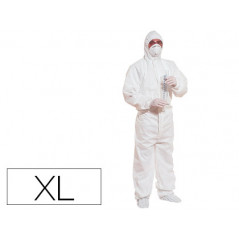 Traje de seguridad deltaplus polipropileno con capucha de un solo uso color blanco talla xl