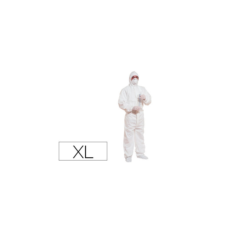 Traje de seguridad deltaplus polipropileno con capucha de un solo uso color blanco talla xl