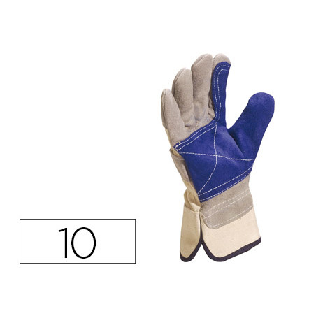 Guantes deltaplus docker serraje vacuno reforzado ideal para trabajos intensivo color gris-azul talla 10