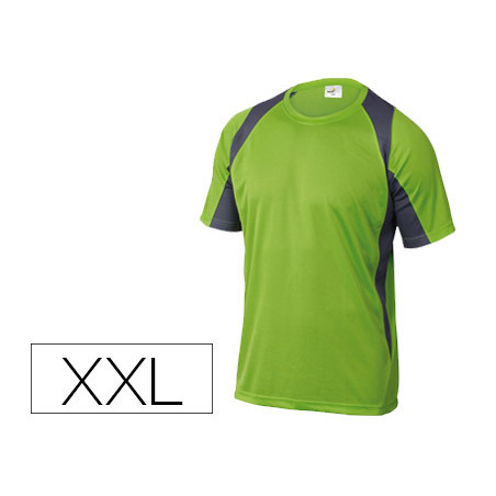 Camiseta deltaplus poliester manga corta cuello redondo tratamiento secado rapido color verde-gris talla xxl