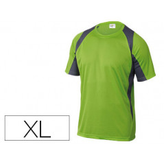 Camiseta deltaplus poliester manga corta cuello redondo tratamiento secado rapido color verde-gris talla xl