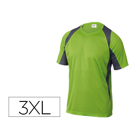 Camiseta deltaplus poliester manga corta cuello redondo tratamiento secado rapido color verde-gris talla 3xl