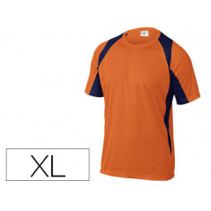 Camiseta deltaplus poliester manga corta cuello redondo tratamiento secado rapido color naranja-marino talla xl