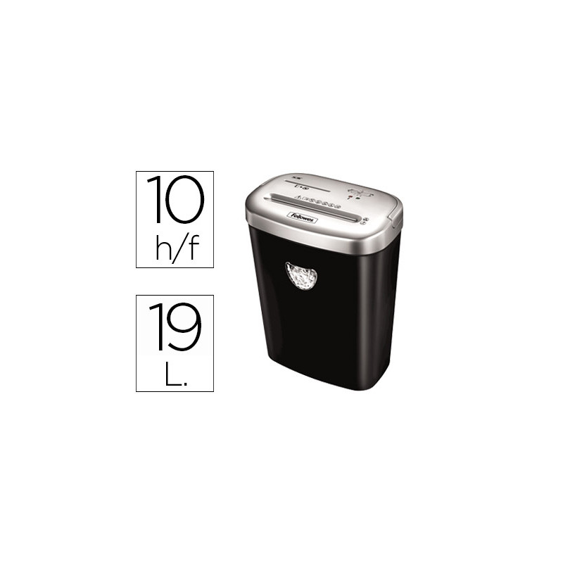 Destructora de documentos fellowes 53c capacidad de corte 10 hojas destruye grapasclips tarjetas y cd 23 litros