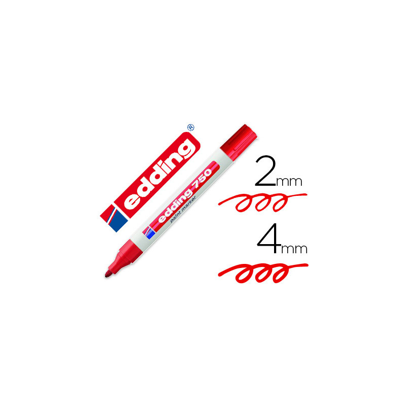Rotulador edding punta fibra 750 rojo punta redonda 2-4 mm