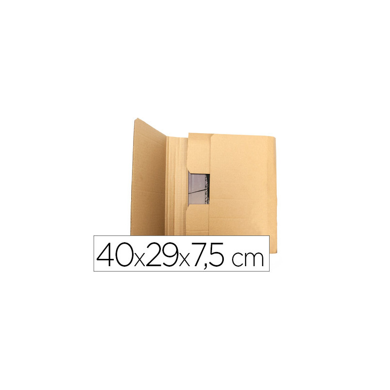 Caja para embalar libros q-connect carton reciclado canal simple 3 mm color kraft 400x290x75 mm