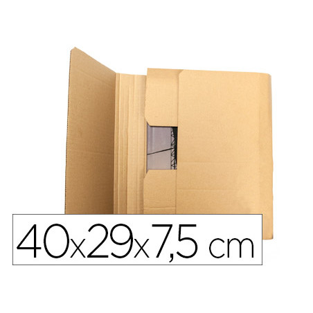 Caja para embalar q-connect libro medidas 400x290x75 mm espesor carton 3 mm