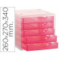Fichero cajones de sobremesa archivo 2000 260x270x340 mm apilable 5 cajones rosa translucido