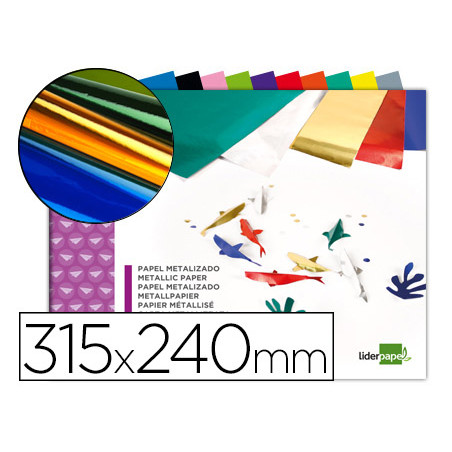 Bloc trabajos manuales liderpapel papel metalizado 240x315mm 10 hojas colores surtidos