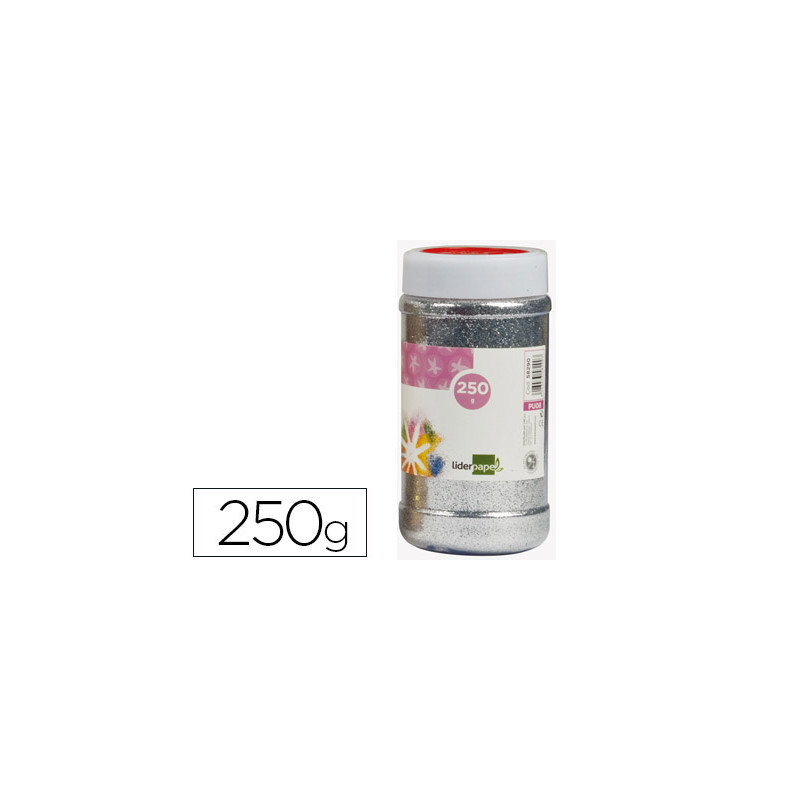 Purpurina liderpapel fantasia color plata metalizado bote de 250 gr