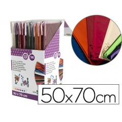 Papel celofan liderpapel 50x70 expositor 56 bolsas de 5 hojas 8 colores surtidos