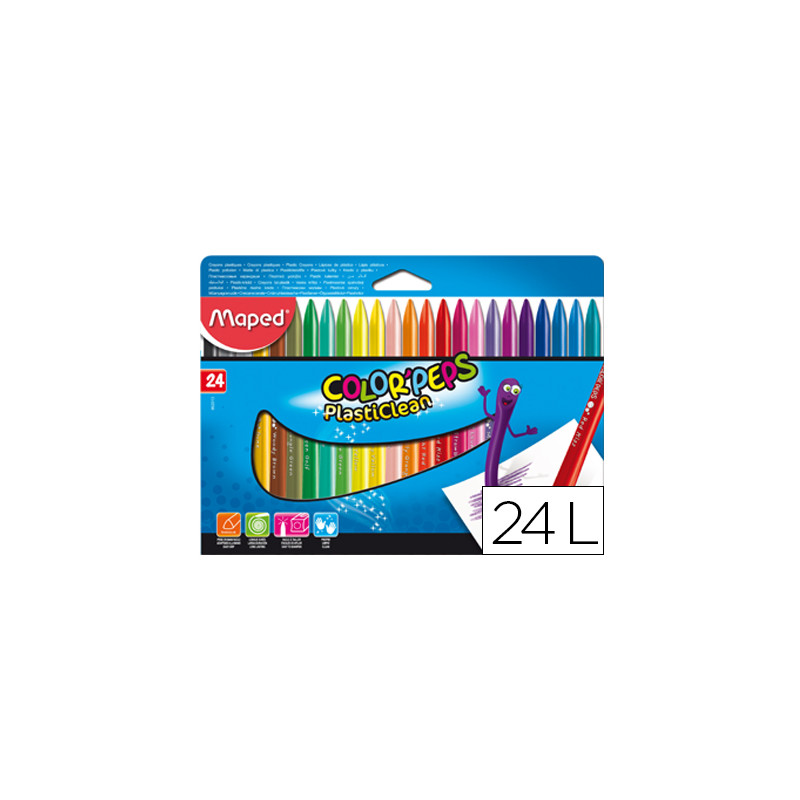 Lapices de cera maped color 'peps plasticlean caja de24 unidades colores surtidos