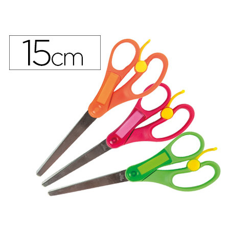 Tijera escolar liderpapel 15 cm con resorte para facilitar el corte unidad