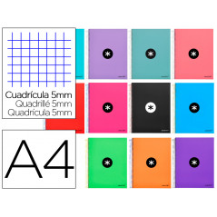 Cuaderno espiral liderpapel a4 micro antartik tapa forrada 120h 100 gr cuadro5mm 5 bandas 4 taladros colores surtidos s