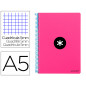 Cuaderno espiral antartik a5 tapa dura 80h 100 g cuadro 5mm con margen color rosa fluor