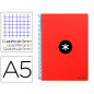 Cuaderno espiral antartik a5 tapa dura 80h 100 gr cuadro 5mm con margen color rojo