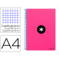 Cuaderno espiral liderpapel a4 micro antartik tapa dura 80h 100 gr cuadro 5mm sin bandas 4 taladros color rosa fluor