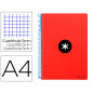 Cuaderno espiral liderpapel a4 micro antartik tapa dura 80h 100 gr cuadro 5mm sin bandas 4 taladros color rojo