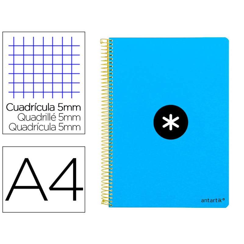 Cuaderno espiral liderpapel a4 micro antartik tapa dura 80h 100 gr cuadro 5mm sin bandas 4 taladros color azul Cuaderno espiral liderpapel a4 micro antartik tapa dura 80h 100 gr cuadro 5mm sin bandas 4 taladros color azul