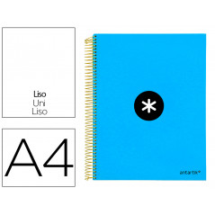 Cuaderno espiral liderpapel a4 micro antartik tapa forrada 120h 100 gr liso con bandas 4 taladros color azul