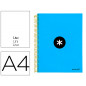Cuaderno espiral a4 micro antartik tapa forrada 120h 90 gr liso con bandas 4 taladros color azul
