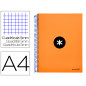 Cuaderno espiral liderpapel a4 micro antartik tapa forrada 120h 100 gr cuadro5mm 5 bandas 4 taladros color naranja flulu